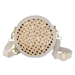 NWT LIVE IN STYLE Round Rattan Crossbody Bag
